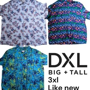 DXL Big + Tall Men's Tropical Print Casual Shirt - 3XL